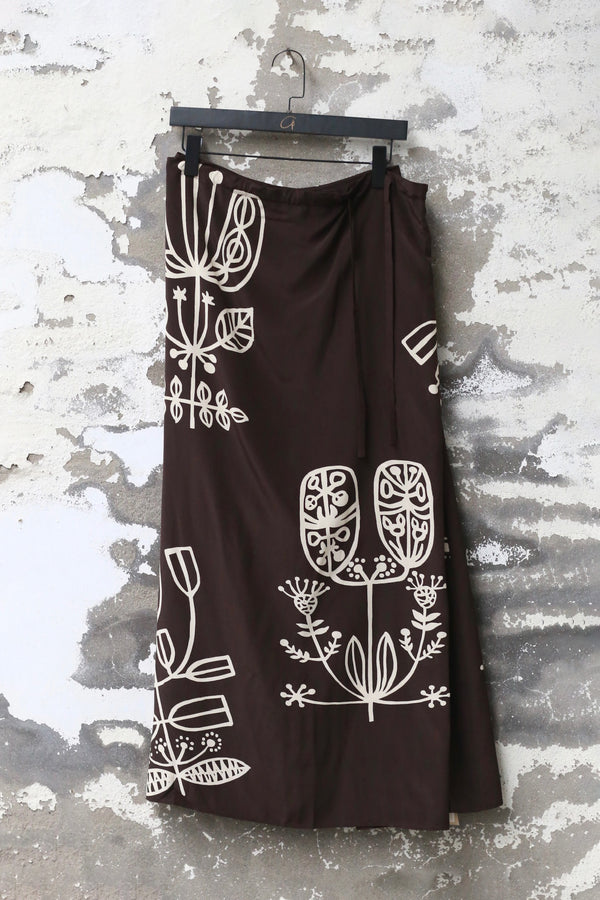 INTO THE EAST 25 Autumn and Winter Silk Totem Large Pocket Skirt ITE-E1DGSS005CF21SK-KA Coffee